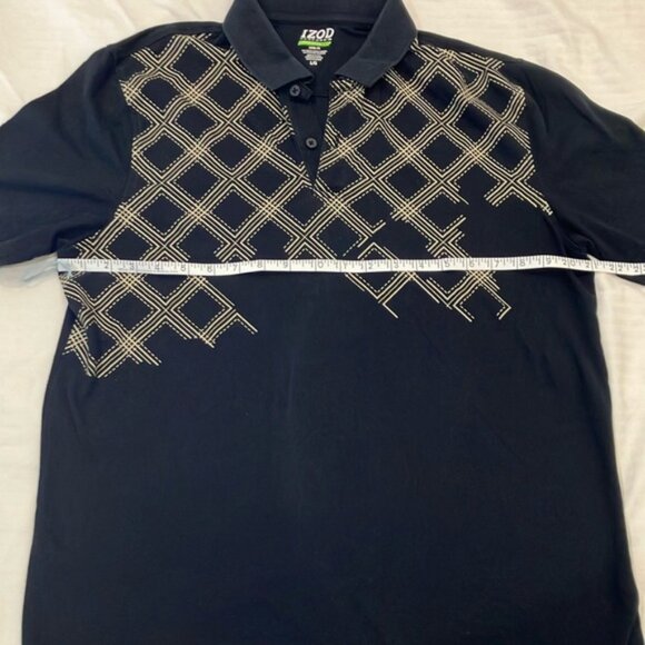 IZOD mens large golf short sleeve  Black Polo Shirt with Geometric Design - Picture 9 of 12